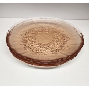 Arcoroc Rosa Pink Glass 7.5" Salad Plates Rosaline France (4)